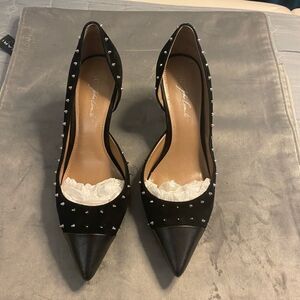VC John Camuto black studded suede heels, size 8